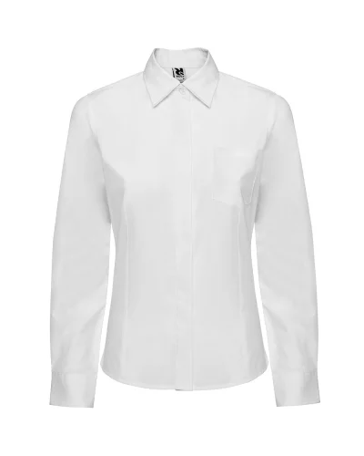 Camicia Sofia Slim Fit donna, poliestere e cotone 130g Bianco