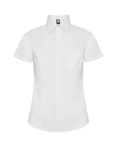 Camicia Sofia Donna Slim, Poliestere-Cotone, Manica Corta Bianco