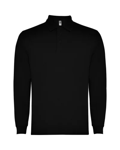 Polo Carpe uomo manica lunga, cotone poliestere, regular fit Nero