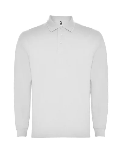 Polo Carpe uomo manica lunga, cotone poliestere, regular fit Bianco