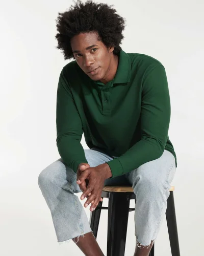 Polo Carpe uomo manica lunga, cotone poliestere, regular fit