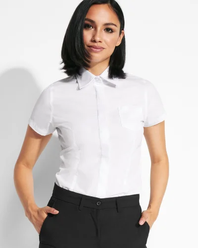 Camicia Sofia Donna Slim, Poliestere-Cotone, Manica Corta