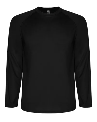 T-shirt Montecarlo lunga, traspirante, 100% poliestere Nero