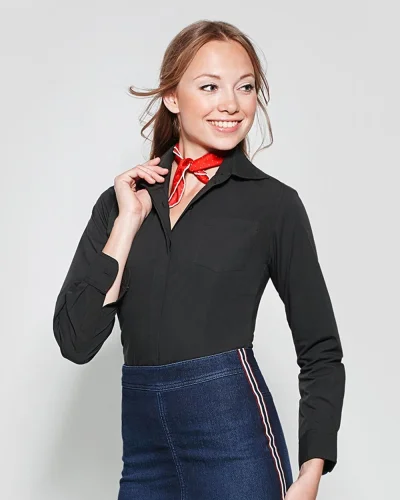 Camicia Sofia Slim Fit donna, poliestere e cotone 130g