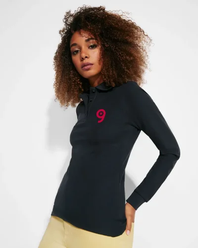 Polo donna Estrella manica lunga 100% cotone, regular fit 220g