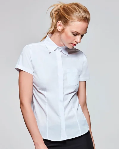 Camicia Sofia Donna Slim, Poliestere-Cotone, Manica Corta