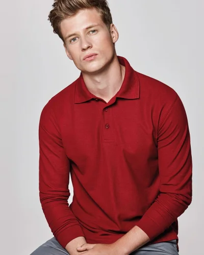 Polo Carpe uomo manica lunga, cotone poliestere, regular fit