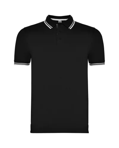 Polo Montreal uomo 100% cotone, manica corta, colletto 3 bottoni Nero/Bianco