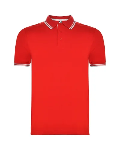 Polo Montreal uomo 100% cotone, manica corta, colletto 3 bottoni Rosso / Bianco