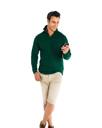 Polo Carpe uomo manica lunga, cotone poliestere, regular fit