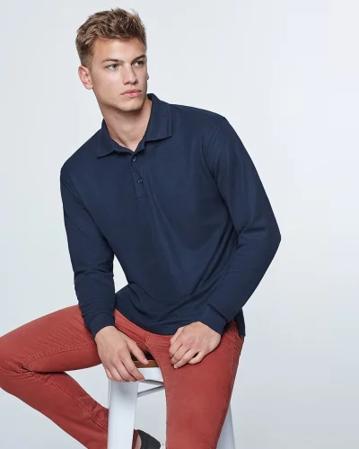 Polo Carpe uomo manica lunga, cotone poliestere, regular fit