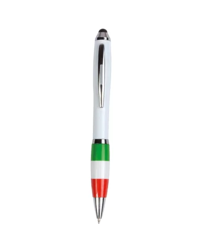 Penna Twist Touch Screen Tricolore , Fusto Bianco, Refill Nero