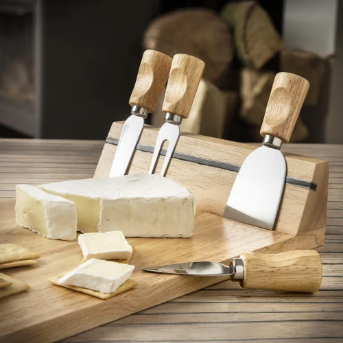Set tagliere formaggi arlo | legno di gomma | 4 pz