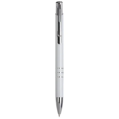 Penna in metallo nero con 3 anelli cromati, refill nero/blu