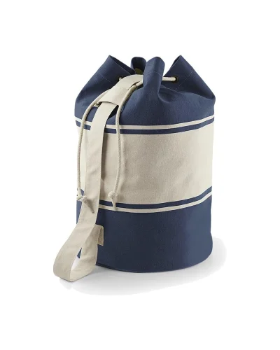 Sacca Duffel in Canvas 100% Cotone 30L Natural/French Navy