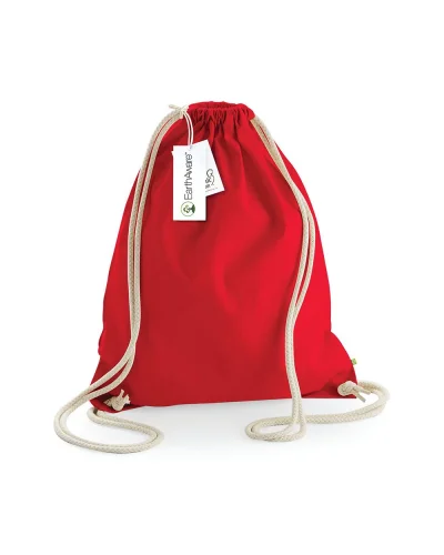 Borsa in Cotone Organico Canvas BIO  Beige Manici Lunghi Classic Red