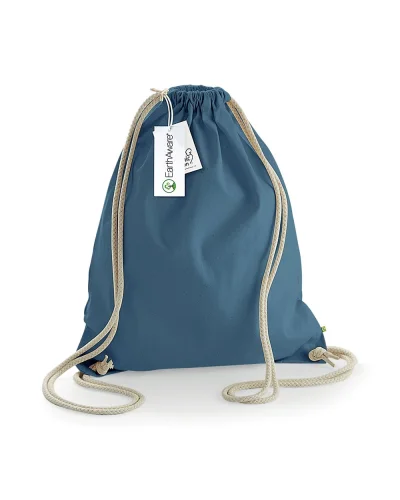 Borsa in Cotone Organico Canvas BIO  Beige Manici Lunghi Airforce blue