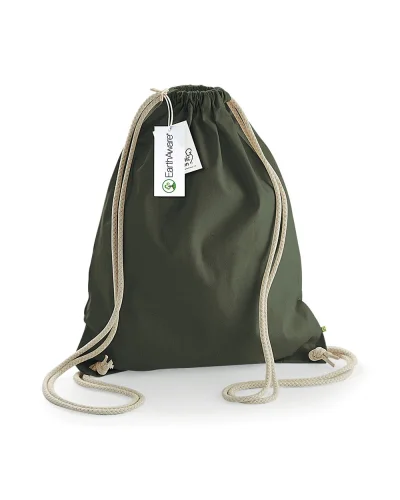 Borsa in Cotone Organico Canvas BIO  Beige Manici Lunghi Olive green