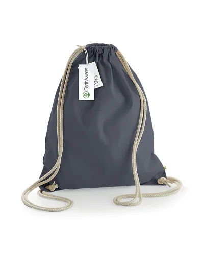 Borsa in Cotone Organico Canvas BIO  Beige Manici Lunghi Graphite Grey