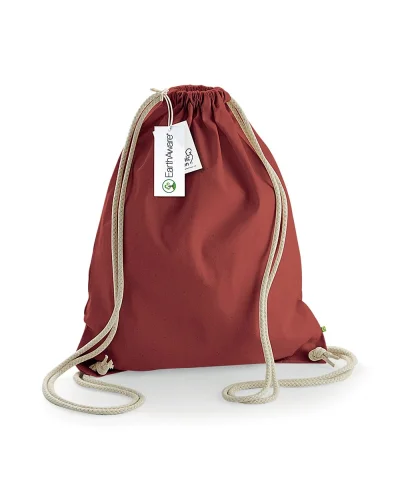 Borsa in Cotone Organico Canvas BIO  Beige Manici Lunghi Orange Rust
