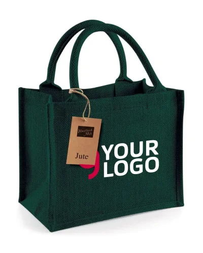 MMI Shopper Juta Naturale 6L con Manici Cotone, 26x22x14 cm