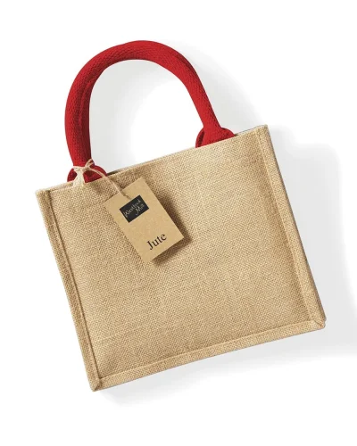 MMI Shopper Juta Naturale 6L con Manici Cotone, 26x22x14 cm