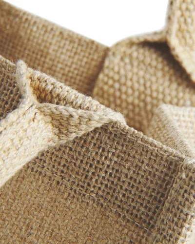 MMI Shopper Juta Naturale 6L con Manici Cotone, 26x22x14 cm