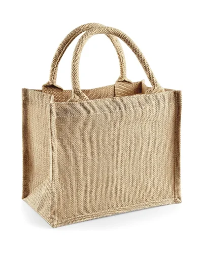 MMI Shopper Juta Naturale 6L con Manici Cotone, 26x22x14 cm Natural