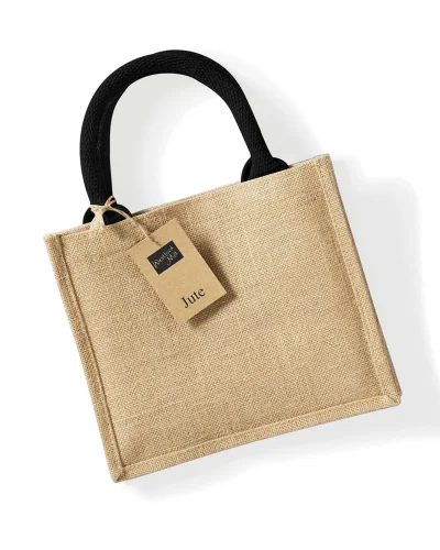 MMI Shopper Juta Naturale 6L con Manici Cotone, 26x22x14 cm