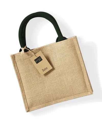 MMI Shopper Juta Naturale 6L con Manici Cotone, 26x22x14 cm