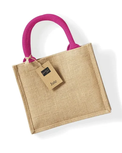 MMI Shopper Juta Naturale 6L con Manici Cotone, 26x22x14 cm