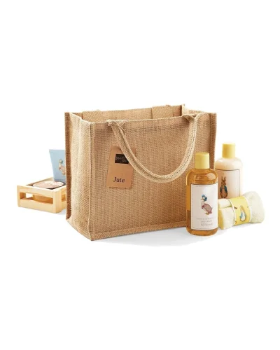 MMI Shopper Juta Naturale 6L con Manici Cotone, 26x22x14 cm