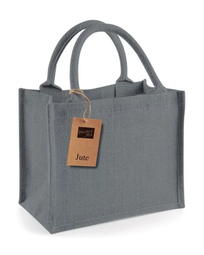 MMI Shopper Juta Naturale 6L con Manici Cotone, 26x22x14 cm Graphite grey/graphite grey