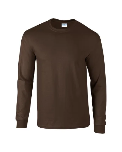 Ultra Cotton T-shirt maniche lunghe, 100% cotone, regular fit Dark Chocolate
