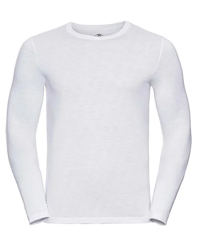 T-shirt uomo HD maniche lunghe, cotone-pol. Bianco