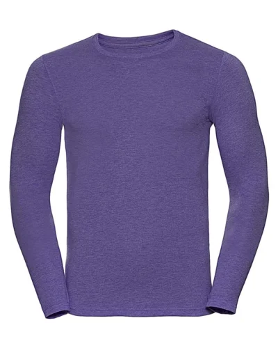 T-shirt uomo HD maniche lunghe, cotone-pol. Purple Marl