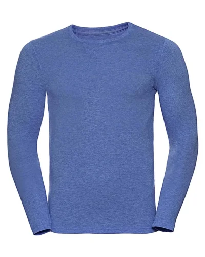 T-shirt uomo HD maniche lunghe, cotone-pol. Blue Marl