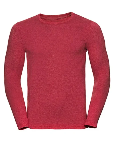 T-shirt uomo HD maniche lunghe, cotone-pol. Red Marl