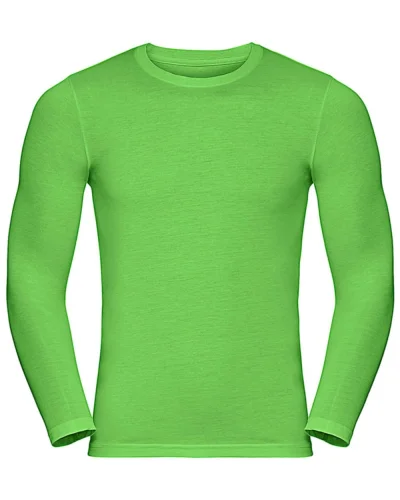 T-shirt uomo HD maniche lunghe, cotone-pol. Green Marl