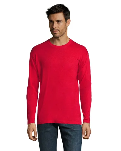 Monarch T-shirt uomo manica lunga 100% cotone regular fit Rosso