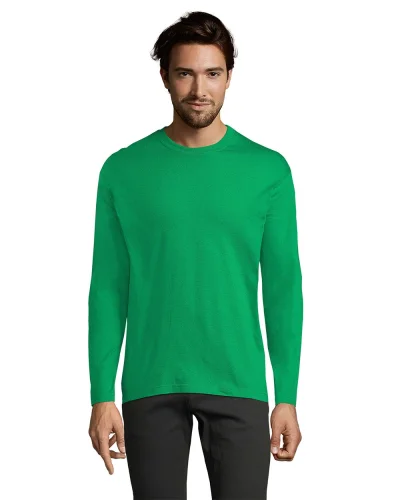 Monarch T-shirt uomo manica lunga 100% cotone regular fit Verde Prato
