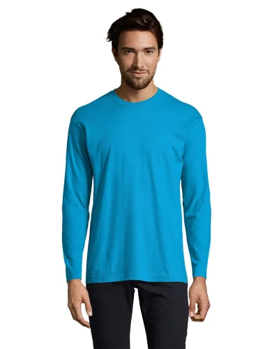 Monarch T-shirt uomo manica lunga 100% cotone regular fit Acqua