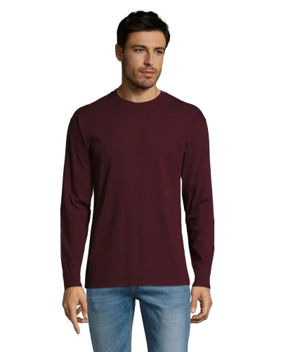 Monarch T-shirt uomo manica lunga 100% cotone regular fit Rosso Borgogna