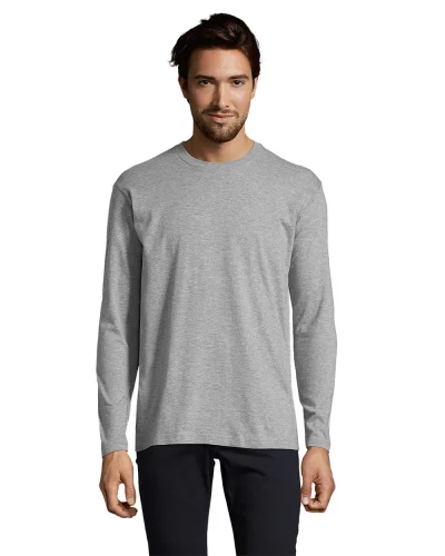 Monarch T-shirt uomo manica lunga 100% cotone regular fit Grigio Medio Melange