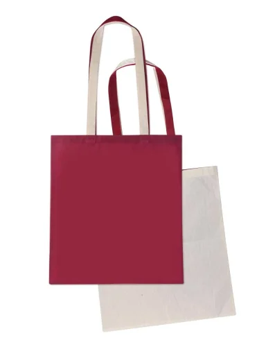 Shopper ibrida cotone-TNT, manici lunghi Naturale/Bordeaux