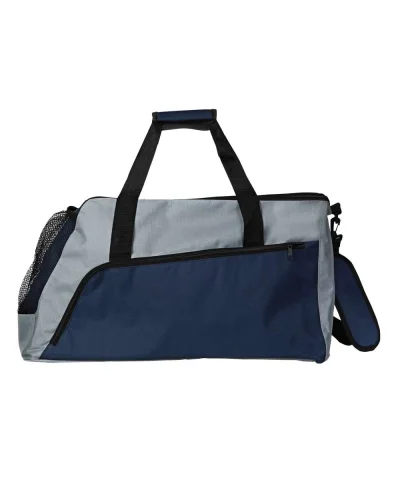 Borsa sportiva in poliestere 600D con tasca rete Grigio/Blu Navy