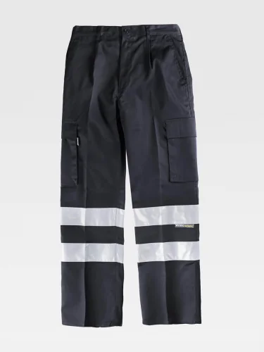 Pantalone da lavoro multitasche con bande riflettenti