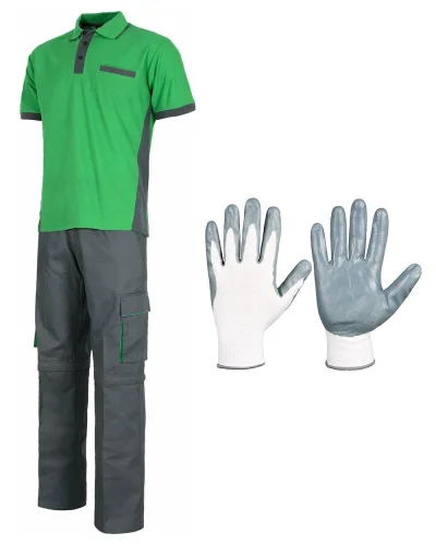 Completo estivo da lavoro bicolore, pantalone staccabile multitasche