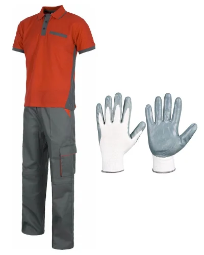 Completo estivo da lavoro bicolore, pantalone staccabile multitasche