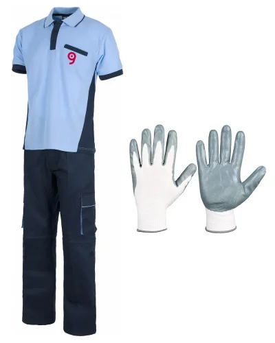 Completo estivo da lavoro bicolore, pantalone staccabile multitasche